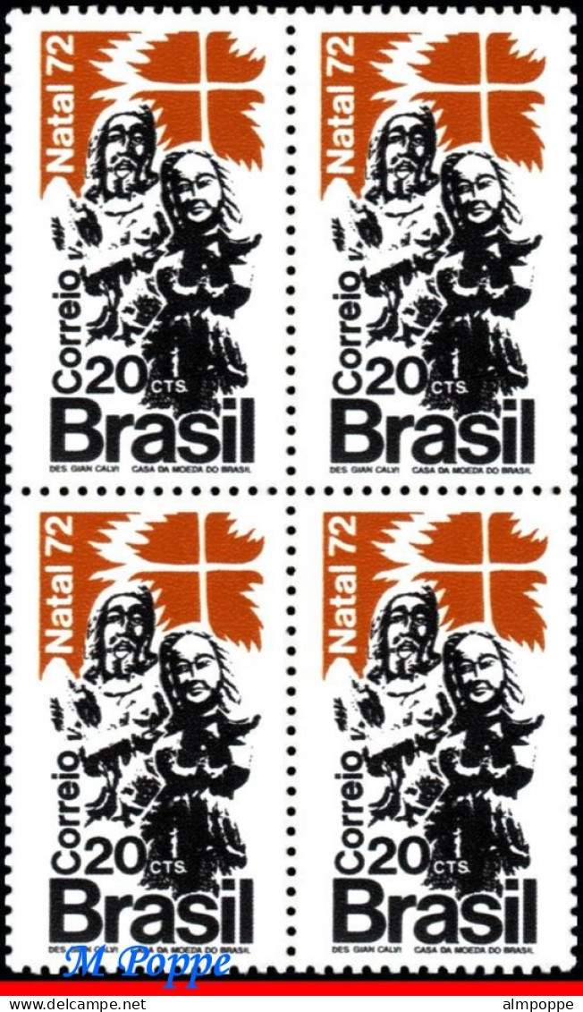 Ref. BR-1267-Q BRAZIL 1972 - HOLY FAMILY, RELIGION,MI# 1351, LUMINESCENT BLOCK MNH, CHRISTMAS 4V Sc# 1267 - Blocks & Sheetlets