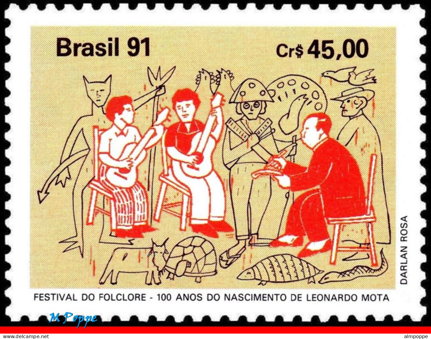 Ref. BR-2325 BRAZIL 1991 - FOLKLORE FESTIVAL,LEONARDMOTA, FAMOUS PEOPLE, MI# 2425, MNH, MUSIC 1V Sc# 2325 - Autres & Non Classés