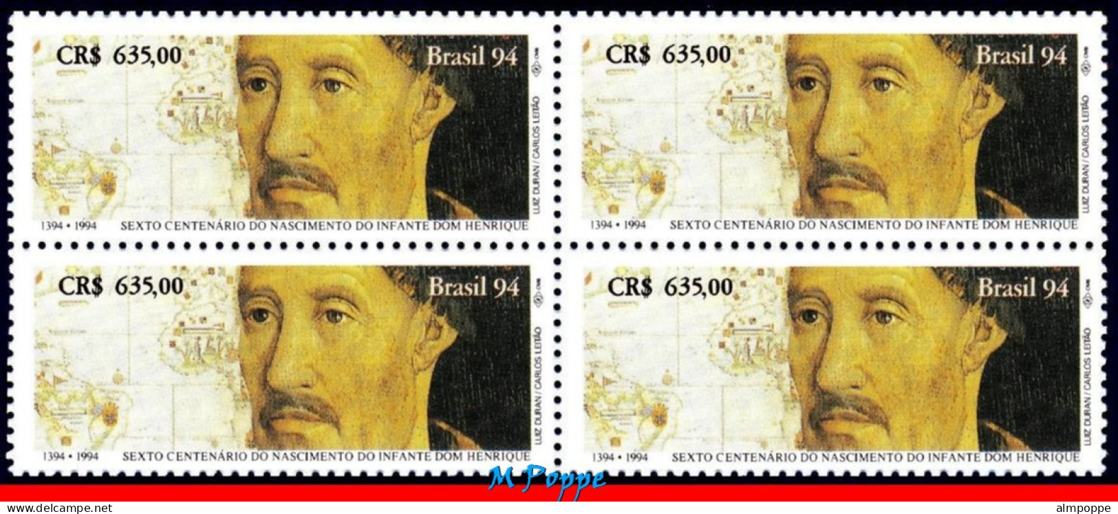 Ref. BR-2463-Q BRAZIL 1994 - WITH PORTUGAL,INFANT DOMHENRIQUE, KING, MI# 2570, BLOCK MNH, JOINT ISSUE 4V Sc# 2463 - Blokken & Velletjes