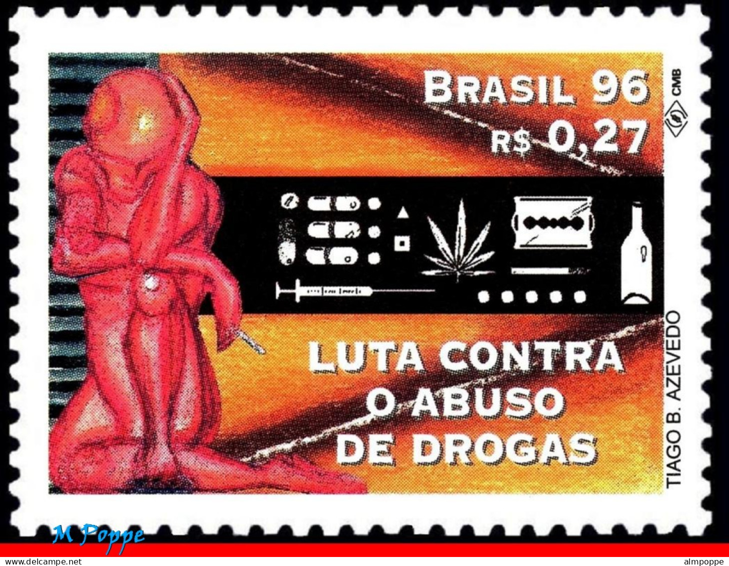 Ref. BR-2593 BRAZIL 1996 - FIGHT AGAINST DRUG ABUSE,ANTI DRUGS, MI# 2710, MNH, HEALTH 1V Sc# 2593 - Droga