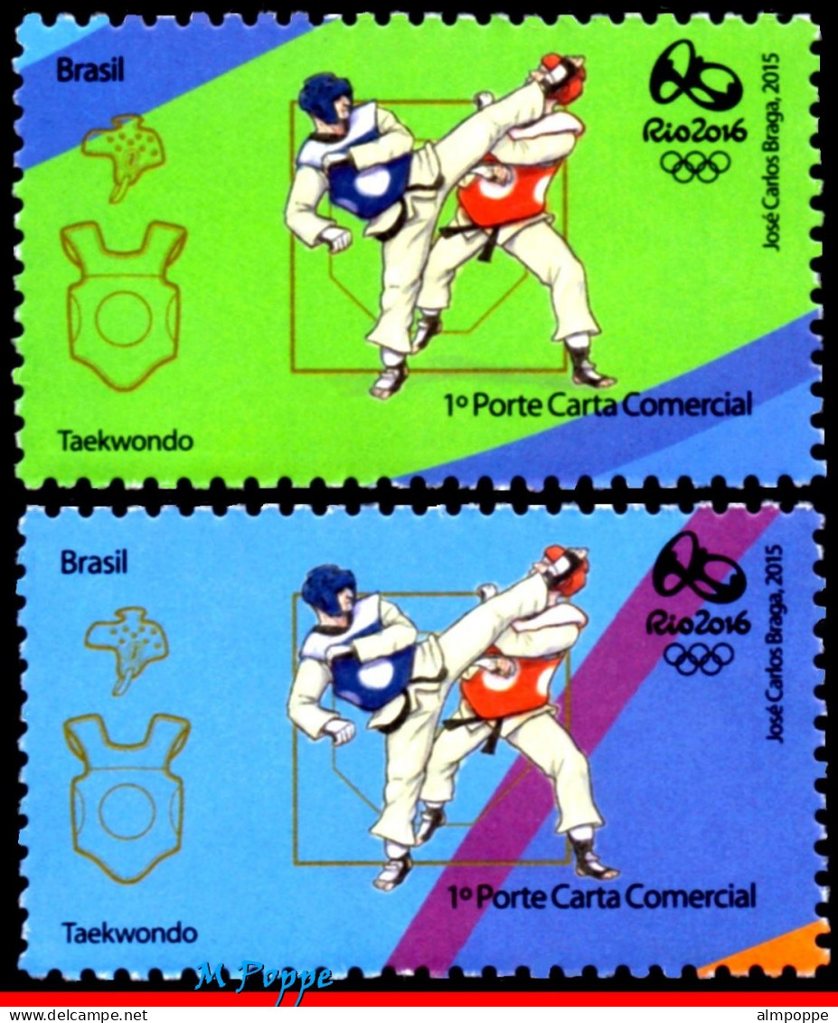 Ref. BR-OLYM-E19 BRAZIL 2015 - OLYMPIC GAMES, RIO 2016,TAEKWONDO, STAMPS OF 2ND & 4TH SHEET,MNH, SPORTS 3V - Ohne Zuordnung