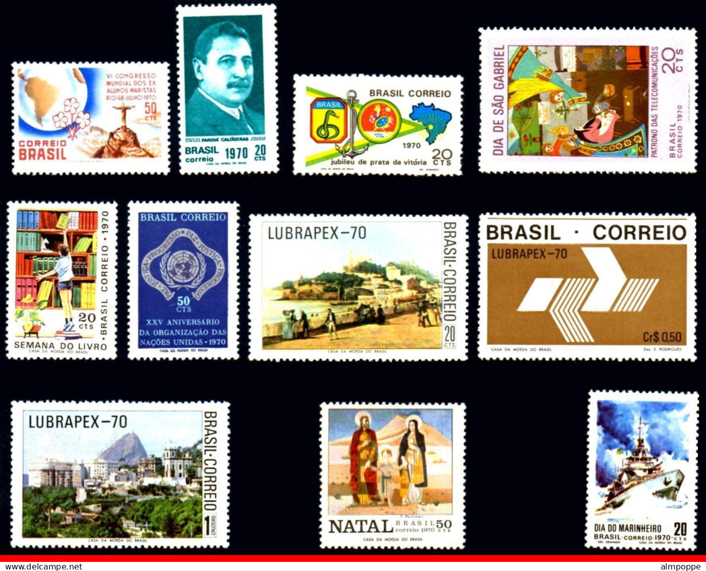 Ref. BR-Y1970-S BRAZIL 1970 - ALL COMMEMORATIVE STAMPSOF THE YEAR, SCOTT VALUE $66.80, ALL MNH, . 28V Sc# 1141A~1182 - Años Completos