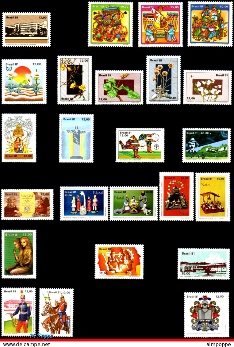 Ref. BR-Y1981 BRAZIL 1981 - ALL STAMPS ISSUED, FULLYEAR, SCOTT 1727-1782, MNH, . 60V Sc# 1727-1782 - Komplette Jahrgänge