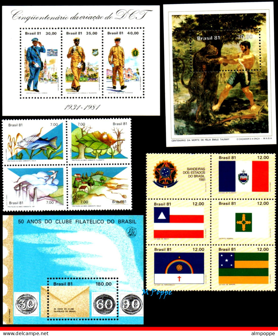 Ref. BR-Y1981 BRAZIL 1981 - ALL STAMPS ISSUED, FULLYEAR, SCOTT 1727-1782, MNH, . 60V Sc# 1727-1782 - Komplette Jahrgänge