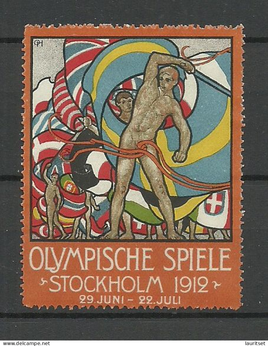 SCHWEDEN Sweden 1912 Vignette Olmpische Spiele Stockholm Advertising Text Auf Deutsch (*) Ohne Gummi/no Gum - Zomer 1912: Stockholm