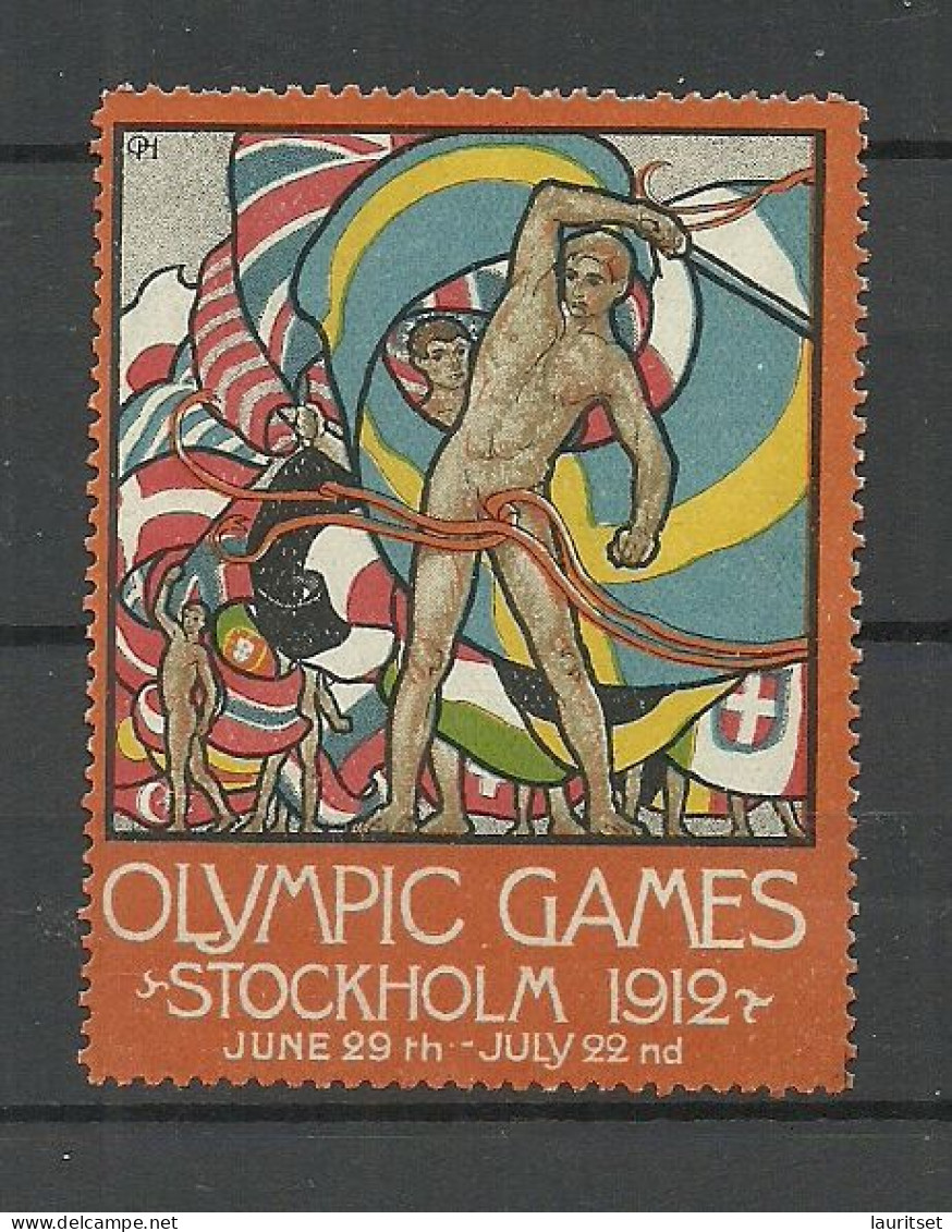 SCHWEDEN Sweden 1912 Vignette Olympische Spiele Stockholm Advertising Text In English (*) Ohne Gummi/no Gum - Summer 1912: Stockholm