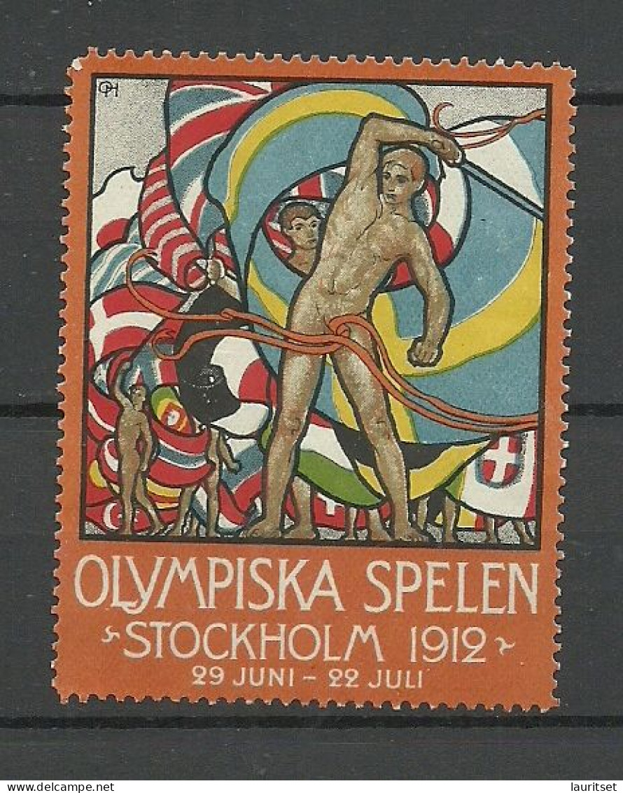 SCHWEDEN Sweden 1912 Vignette Olympische Spiele Stockholm Advertising Text In Swedish (*) Ohne Gummi/no Gum - Estate 1912: Stockholma