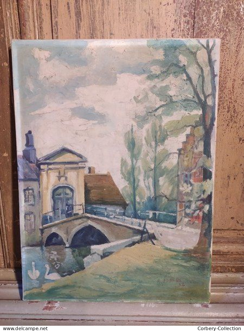 Ancien Tableau Béguinage De Bruges - Oelbilder