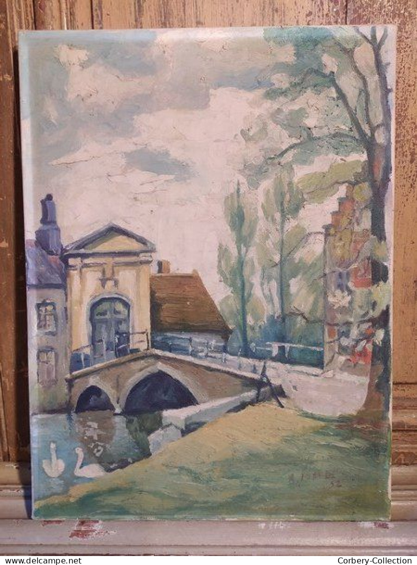 Ancien Tableau Béguinage De Bruges - Oelbilder