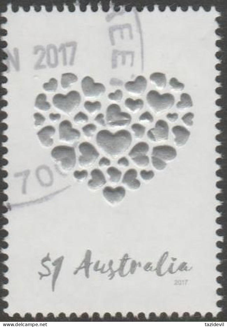 AUSTRALIA - USED 2017 $1.00 Special Occasions Heart Silver Embossed - Used Stamps