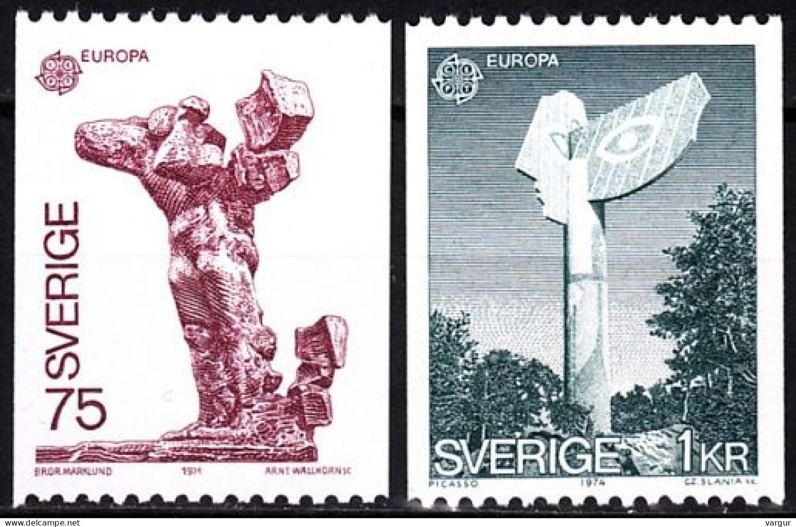 SWEDEN 1974 EUROPA: Sculpture. Complete Set, MNH - 1974