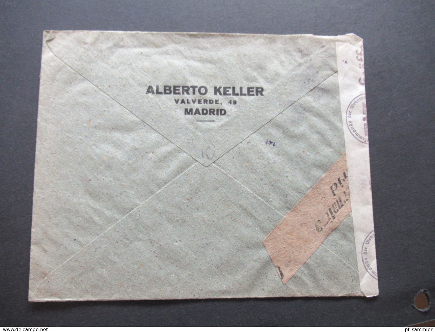 Spanien Um 1940 Zensurbeleg Madrid - Maribo Mit OKW Zensurstreifen / Geöffnet + Weitere Zensur! Wehrmacht / 2.WK - Lettres & Documents