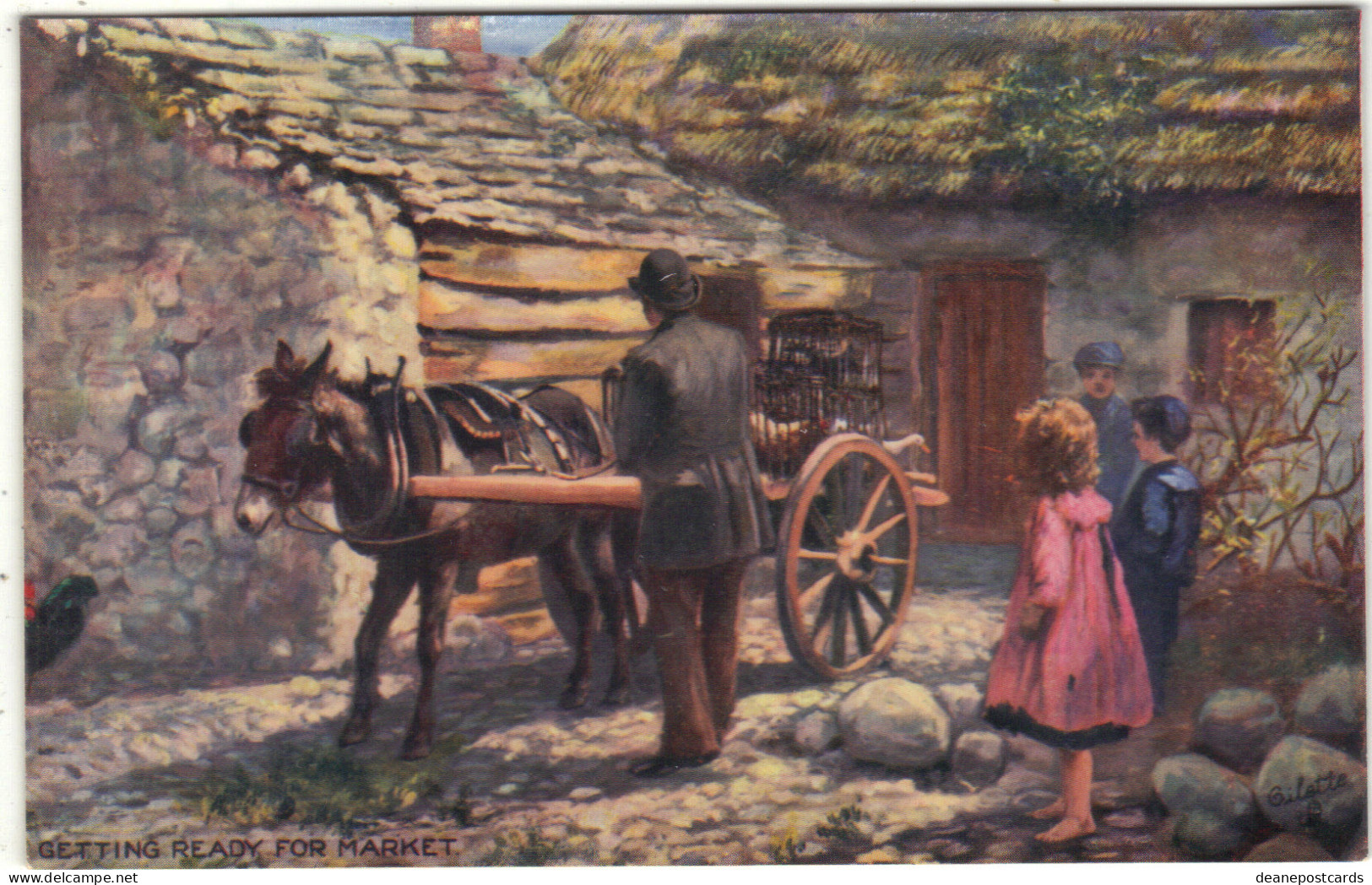 Ireland - Getting Ready For Market, Rural, Donkey Cart - Autres & Non Classés