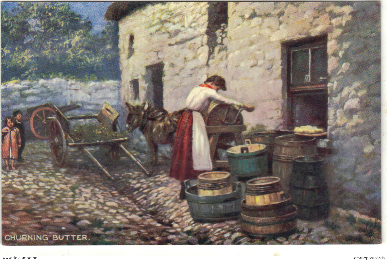 Ireland - Churning Butter Donkey, Rural, Farming, Irish Life, Tuck - Autres & Non Classés