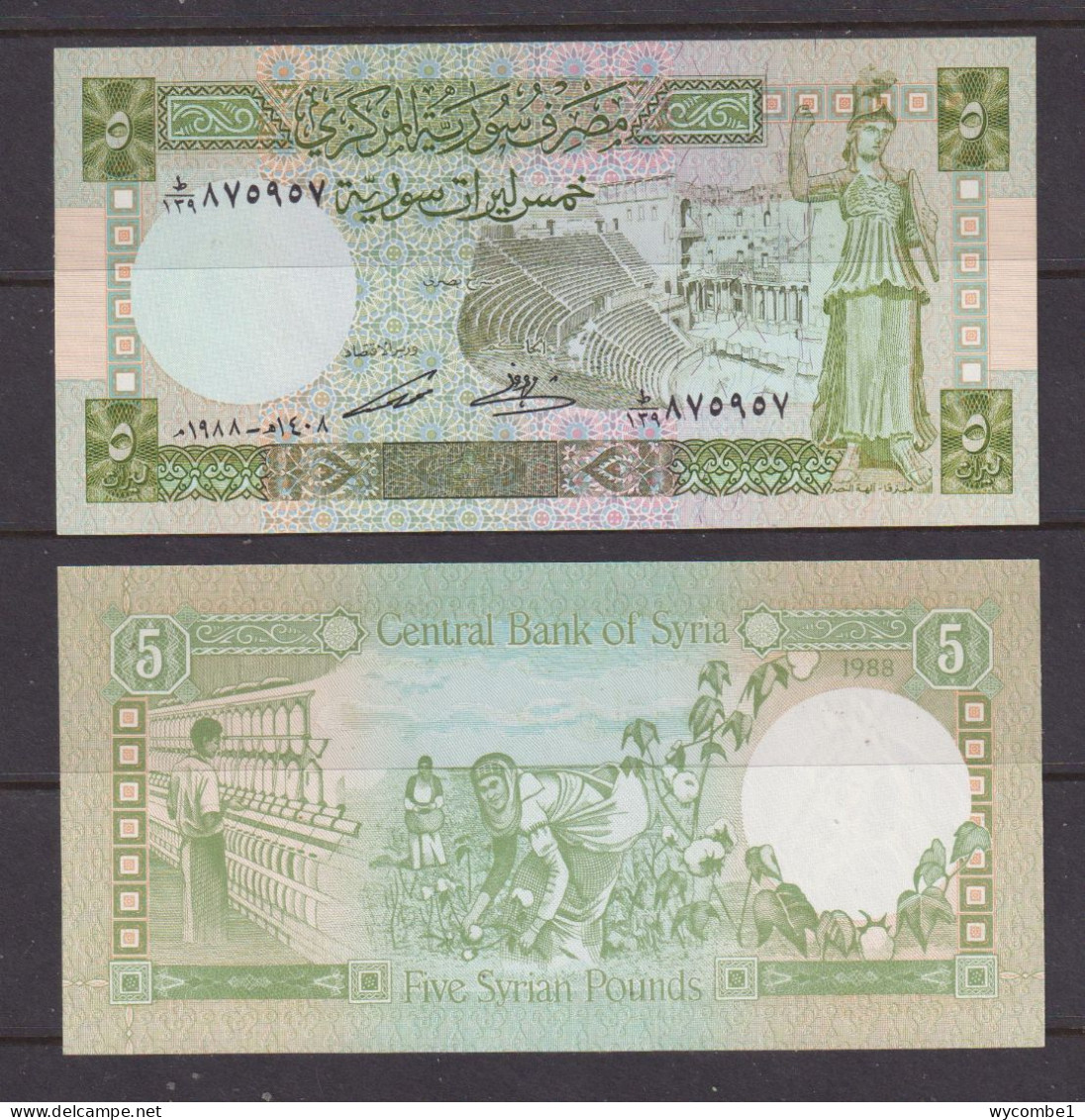 SYRIA  -  1991  5 Pounds UNC Banknote - Syrië