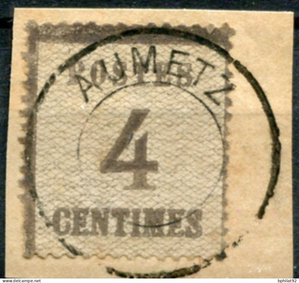 !!! ALSACE LORRAINE, N°3 SUR FRAGMENT CACHET PROVISOIRE D'AUMETZ (MOSELLE). RR - Gebraucht