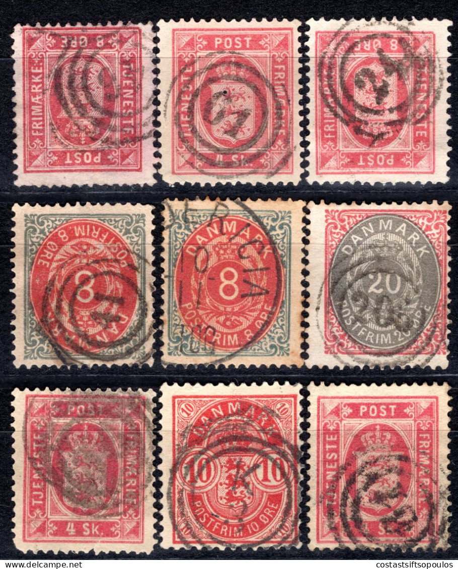 1895. DENMARK 21 CLASSIC ST. LOT WITH NICE POSTMARKS,SOME WITH FAULTS, 5 SCANS - Lotes & Colecciones