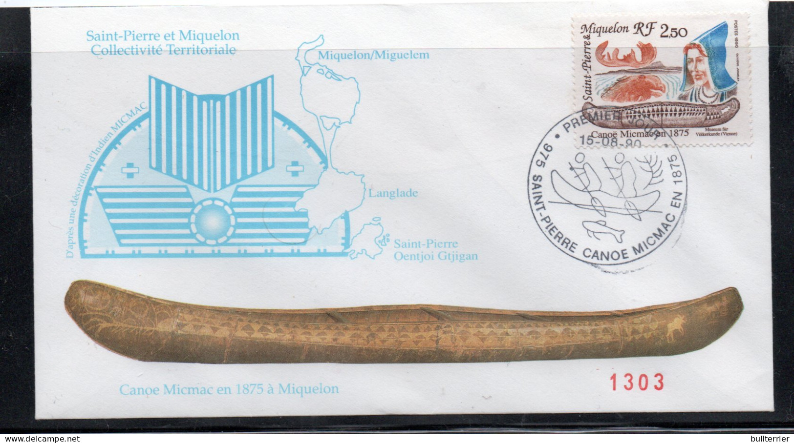 CANOES - ST PIERRE MIQUELON - 1980 - MICMAC CANOE ON ILLUSTRATED FDC - Canoë