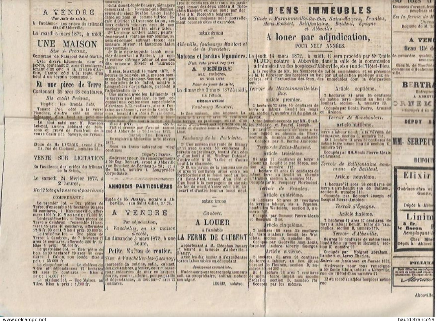 L ABBEVILLOIS Journal Politique Commercial Agricole Littéraire De L Arrondissement D ABBEVILE Février 1972 Guerre Grévy - 1800 - 1849