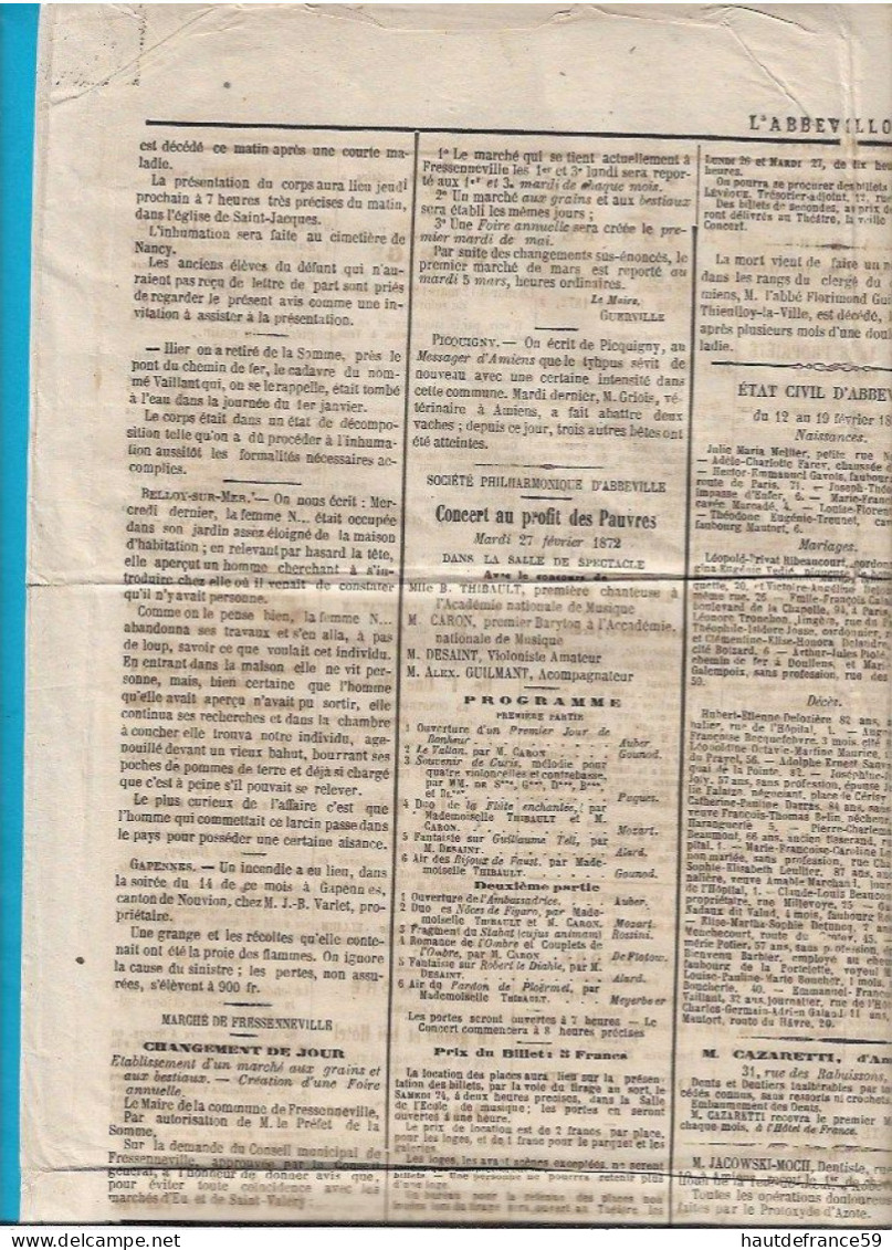 L ABBEVILLOIS Journal Politique Commercial Agricole Littéraire De L Arrondissement D ABBEVILE Février 1972 Guerre Grévy - 1800 - 1849