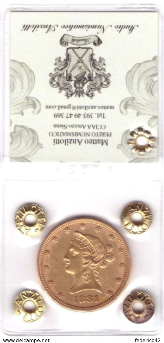 MONETA ORO DA 10 DOLLARI USA 1881 SPL Gr.16,718 ZECCA FILADELFIA - 10$ - Eagle - 1866-1907: Coronet Head