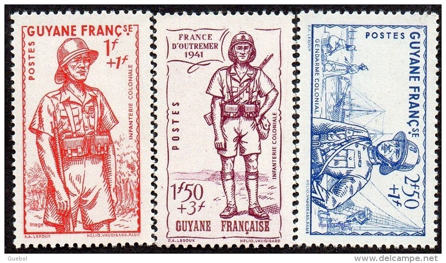 Détail De La Série Défense De L'Empire * Guyane N° 169 à 171 - 1941 Défense De L'Empire