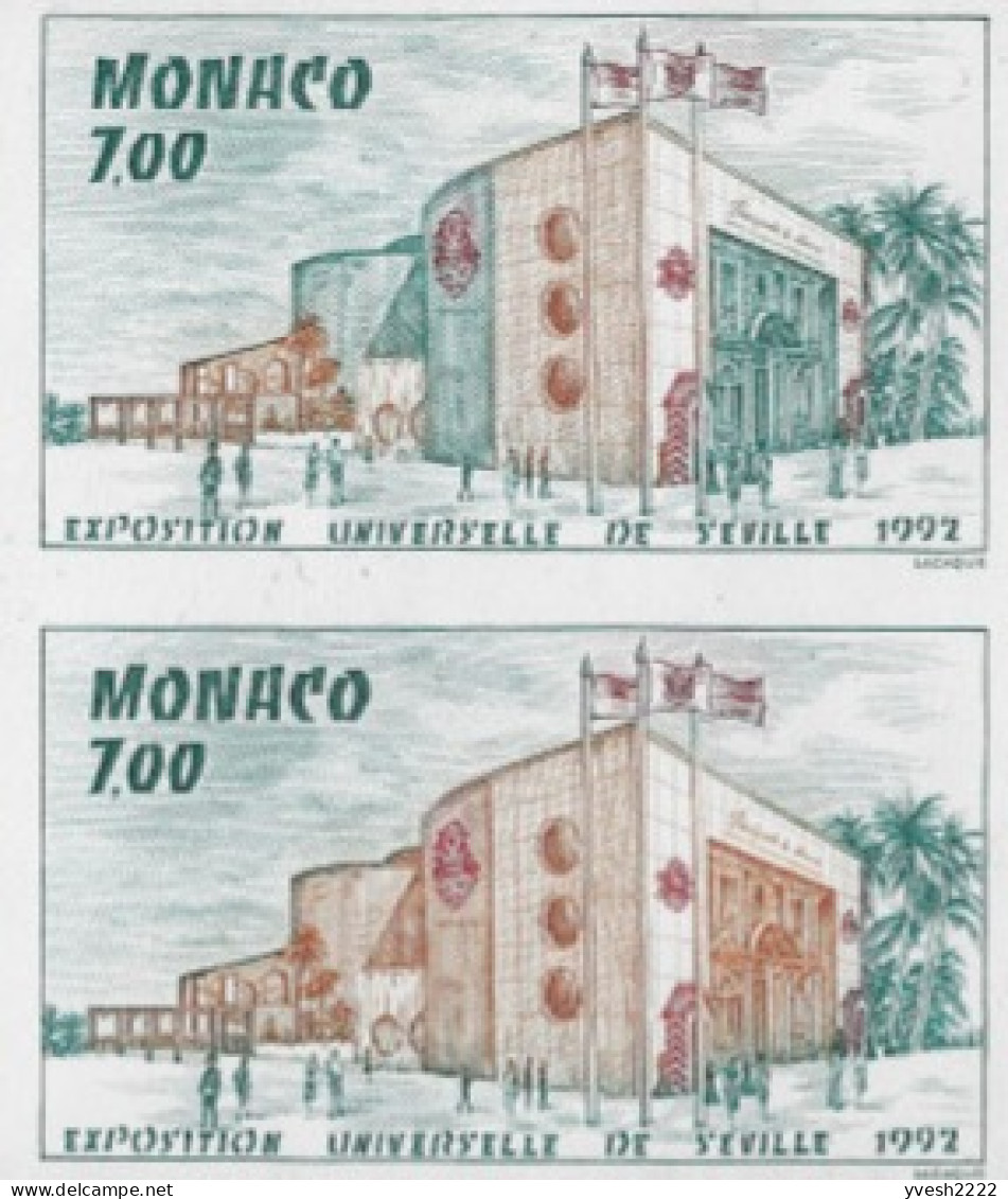 Monaco 1992 Y&T 1828. Bloc De 10, Essais De Couleurs. Exposition Universelle De Séville. Pavillon De Monaco - 1992 – Séville (Espagne)