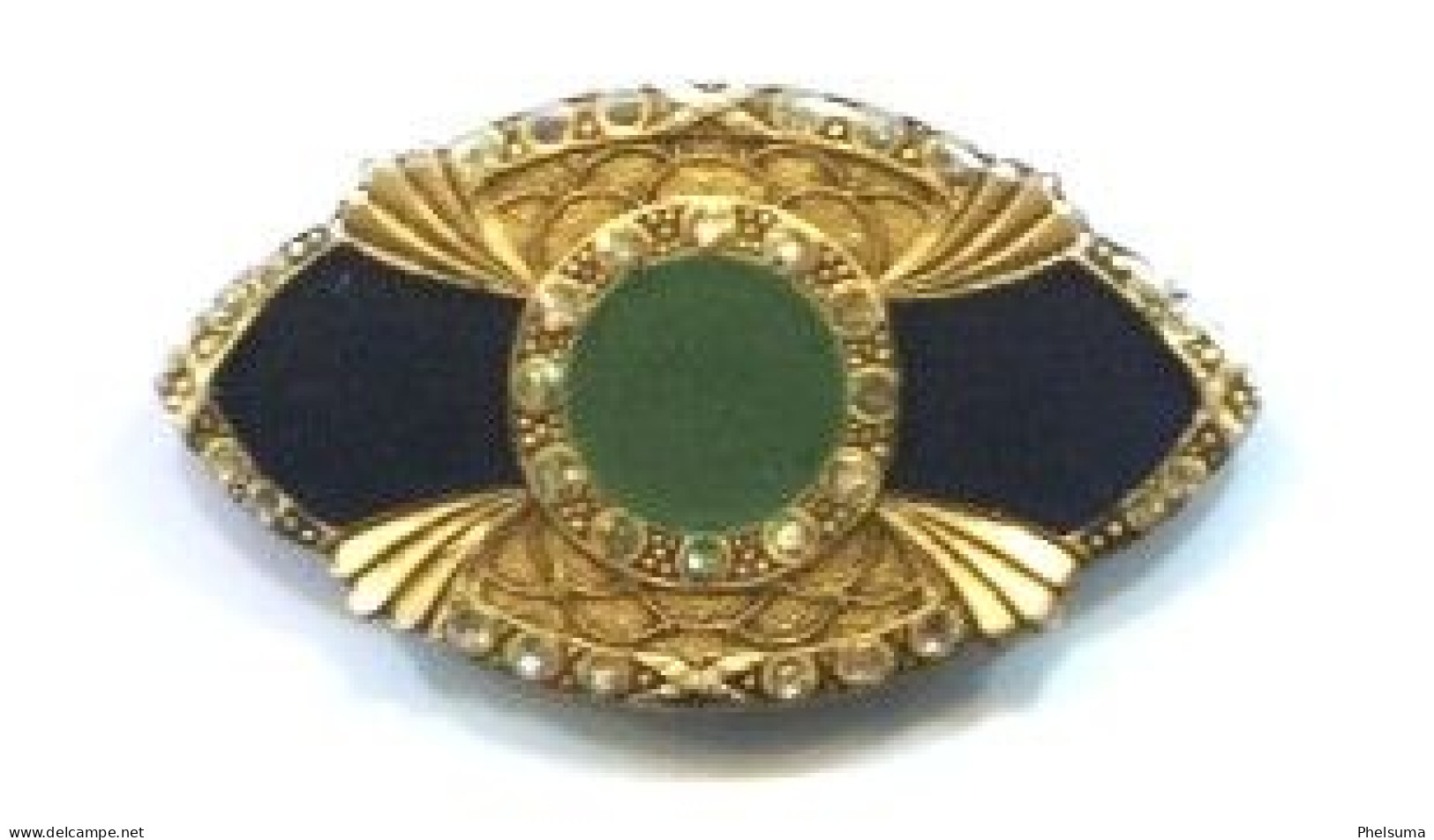 De La REUNION - Belle Broche ART DECO - Sur Support Argent (?) Signée Catherine  POPESCO  France - Jade