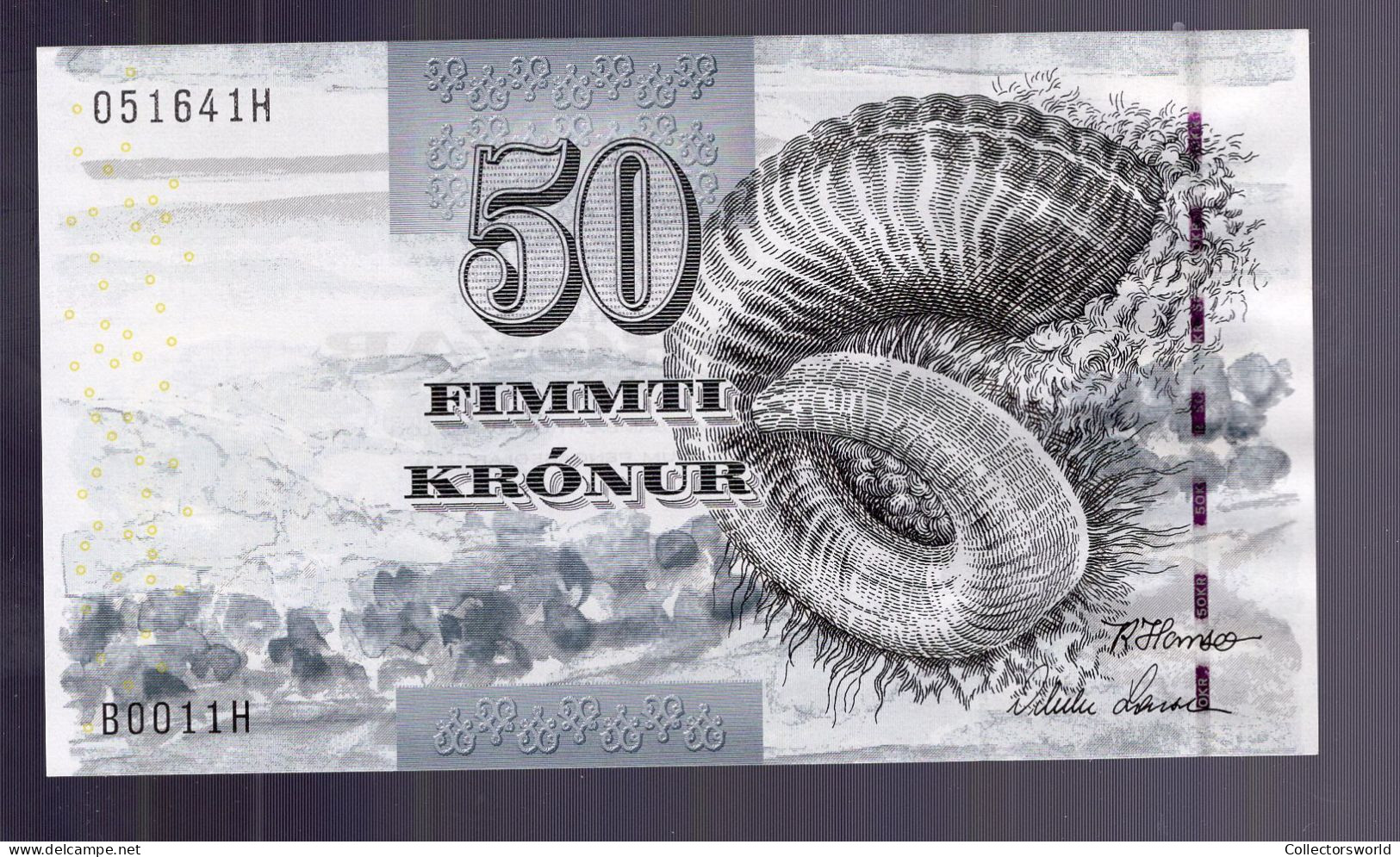 Faroer 50 Kronur Year ND (2001) P29 With Security Thread UNC - Faroe Islands