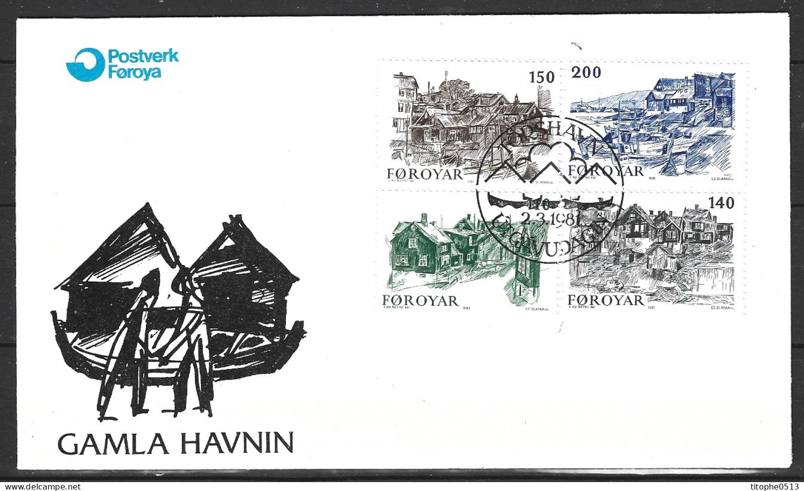 FEROE. N°53-6 De 1981 Sur Enveloppe 1er Jour. Dessins Du Vieux Torshavn. - Engravings