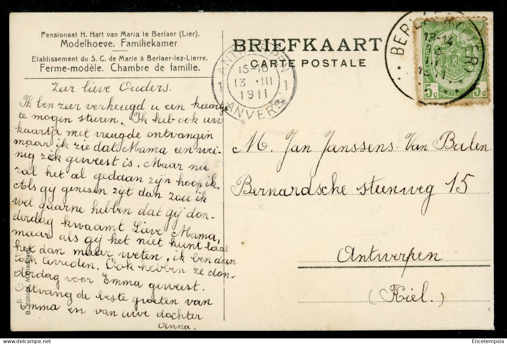 CPA - Carte Postale - Belgique - Berlaer-lez-Lierre - Etablissement Du S.C. De Marie - Chambre De Famille (CP23506) - Berlaar