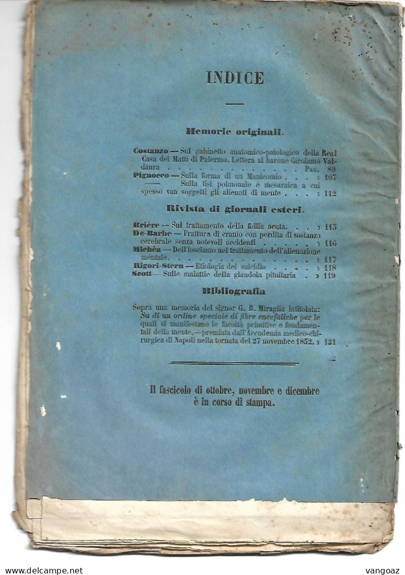 IL PISANI - Giornale Psichiatrico Della Real Casa Dei Matti Di Palermo - Medecine, Biology, Chemistry