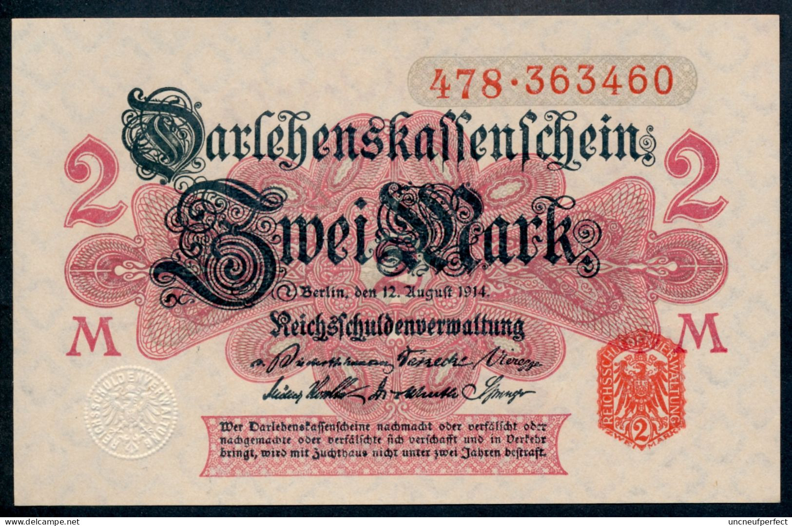 Pick 53 Ro 52b DEU-59b   2 Mark 1914 UNC NEUF - Sonstige & Ohne Zuordnung