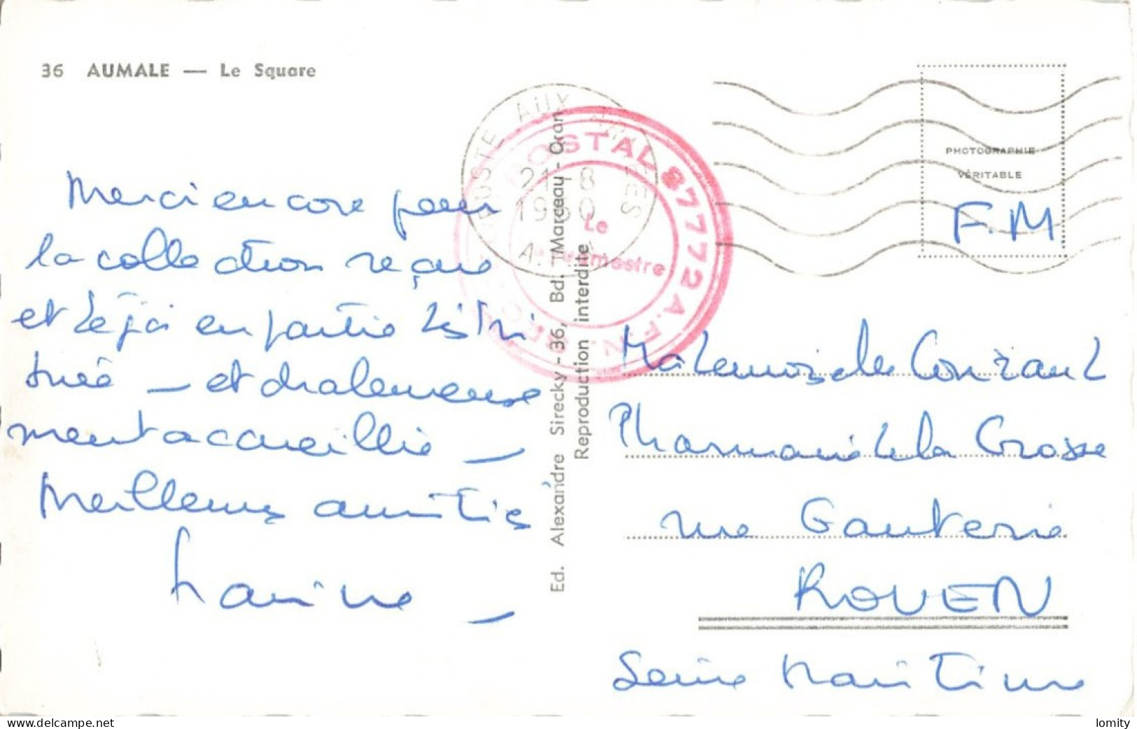 Guerre D' Algérie Poste Aux Armées 1960 Cachet Militaire Rouge Secteur Postal 87772 AFN Carte Aumale Le Square CPSM PF - Guerre D'Algérie