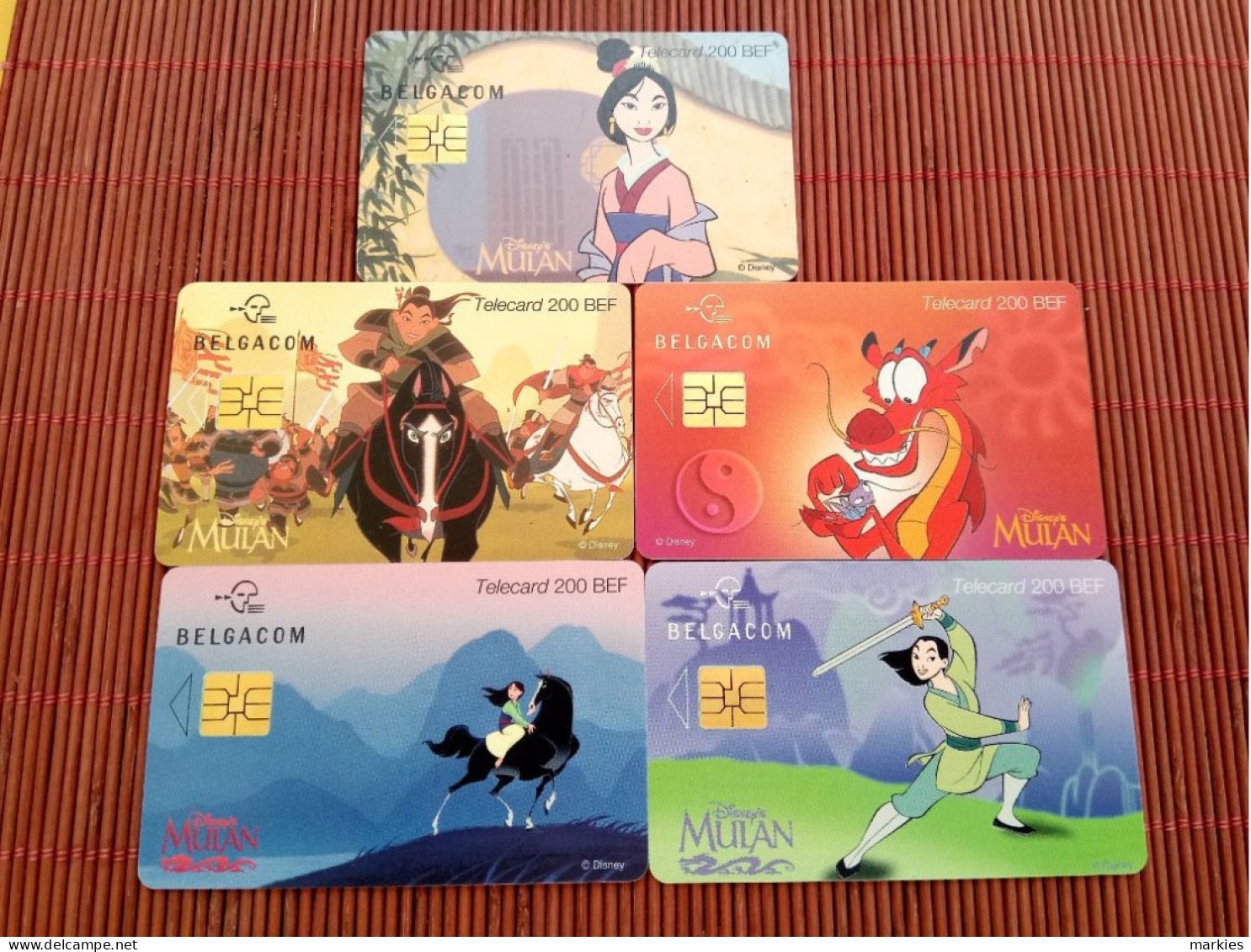 Disney Mulan Set 5 Phonecards Usedare - Met Chip