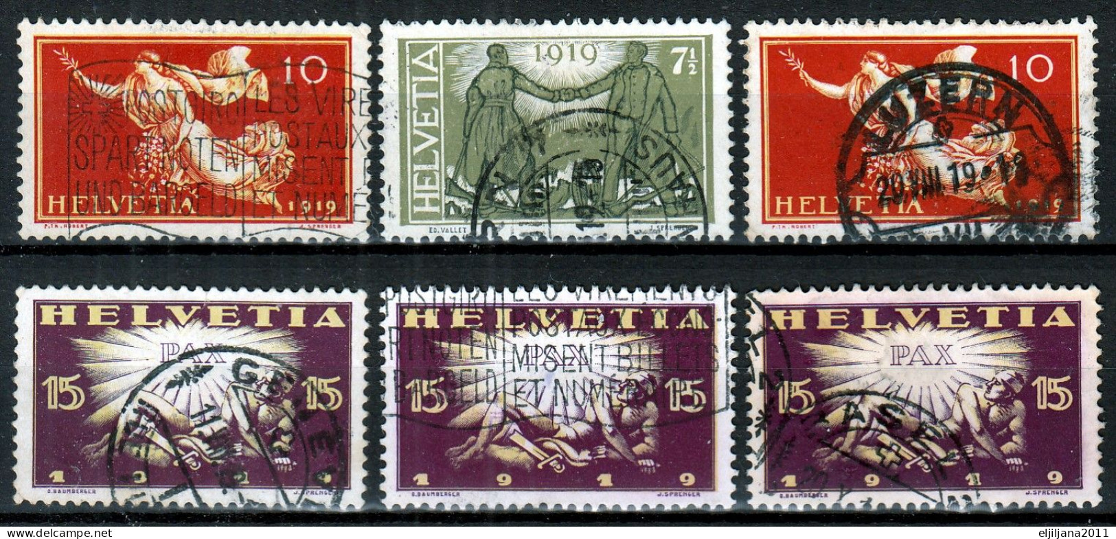 SALE !! 50 % OFF !! ⁕ Switzerland 1919 ⁕ PAX Peace Contract Mi.146/148 ⁕ 6v Used - Oblitérés