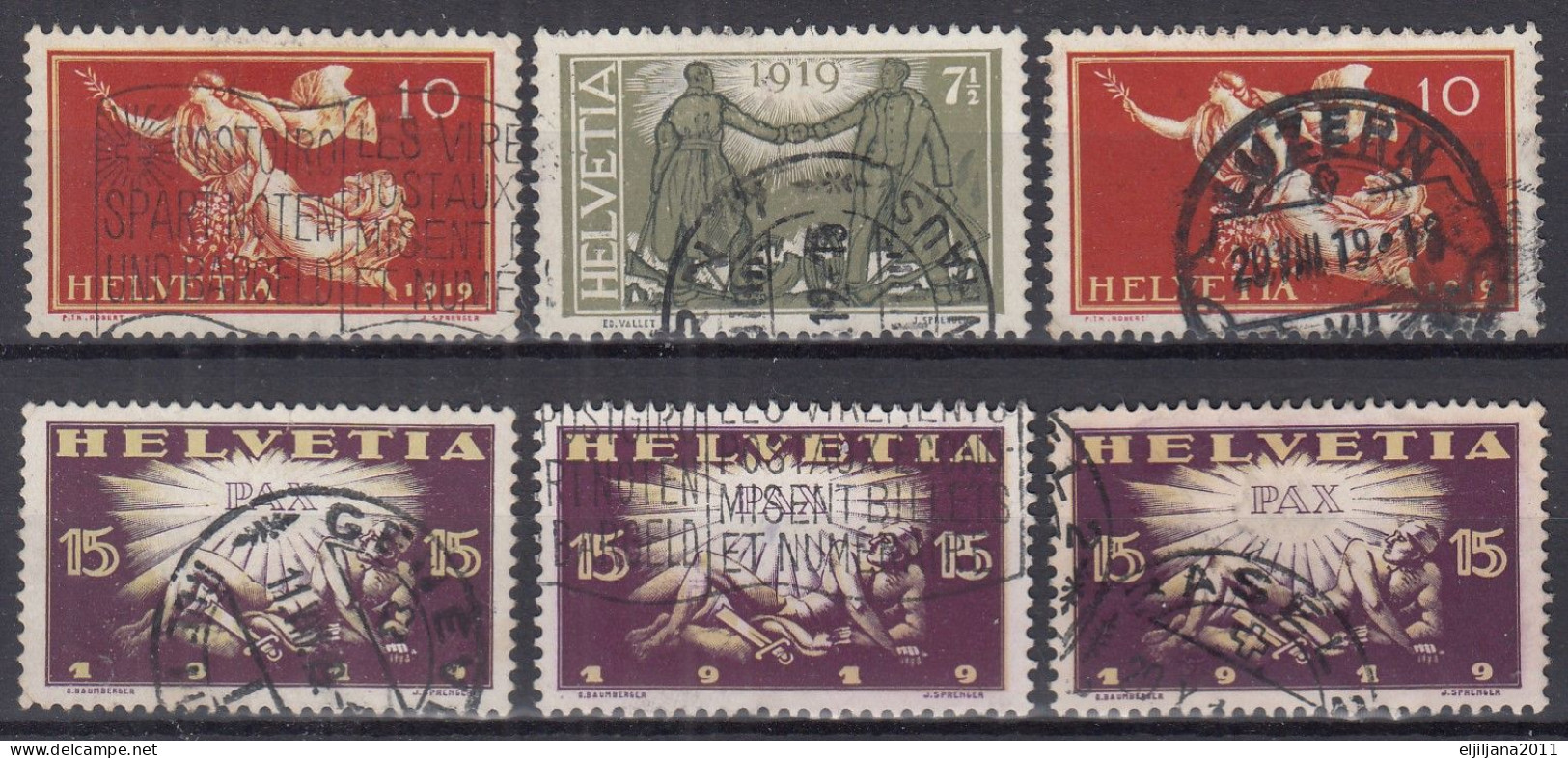 SALE !! 50 % OFF !! ⁕ Switzerland 1919 ⁕ PAX Peace Contract Mi.146/148 ⁕ 6v Used - Oblitérés