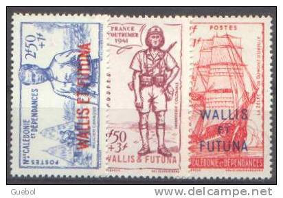 Détail De La Série Défense De L'Empire ** Wallis Et Futuna N° 87 à 89 Costumes Militaires - 1941 Défense De L'Empire