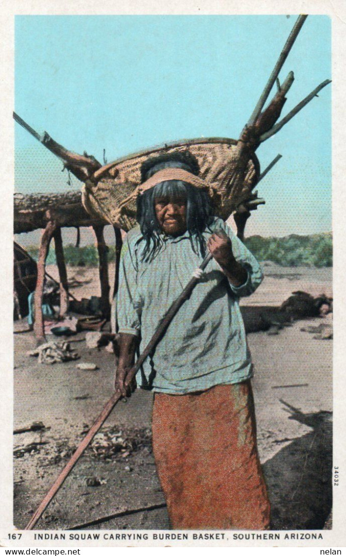 INDIAN SQUAW CARRYNG BURDEN BASKET - SOUTHERN ARIZONA - Autres & Non Classés