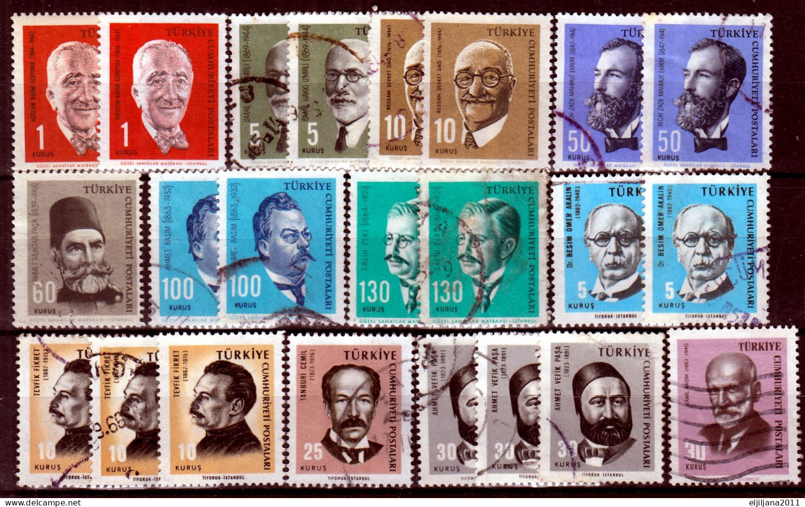 SALE !! 50 % OFF !! ⁕ Turkey 1964 - 1967 ⁕ Famous People ⁕ 39v Used - Used Stamps