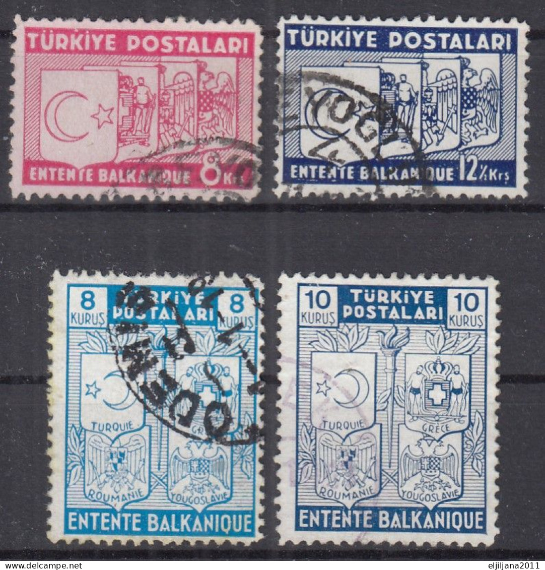 SALE !! 50 % OFF !! ⁕ Turkey 1937 + 1940 ⁕ Balkan Entente Mi.1014/15 & Mi.1076/77 ⁕ 4v Used - Gebruikt