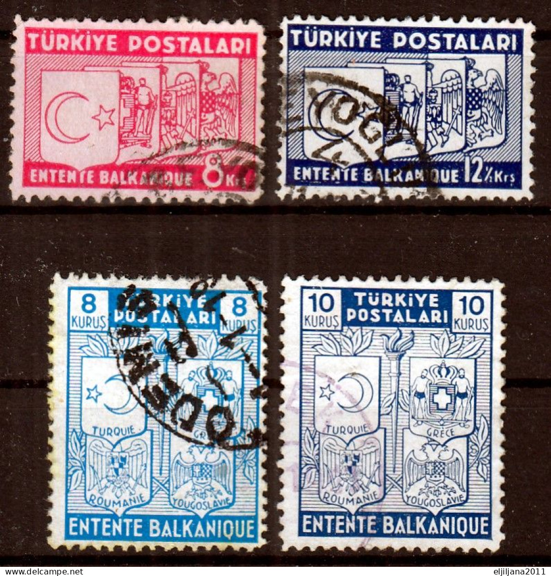 SALE !! 50 % OFF !! ⁕ Turkey 1937 + 1940 ⁕ Balkan Entente Mi.1014/15 & Mi.1076/77 ⁕ 4v Used - Usati