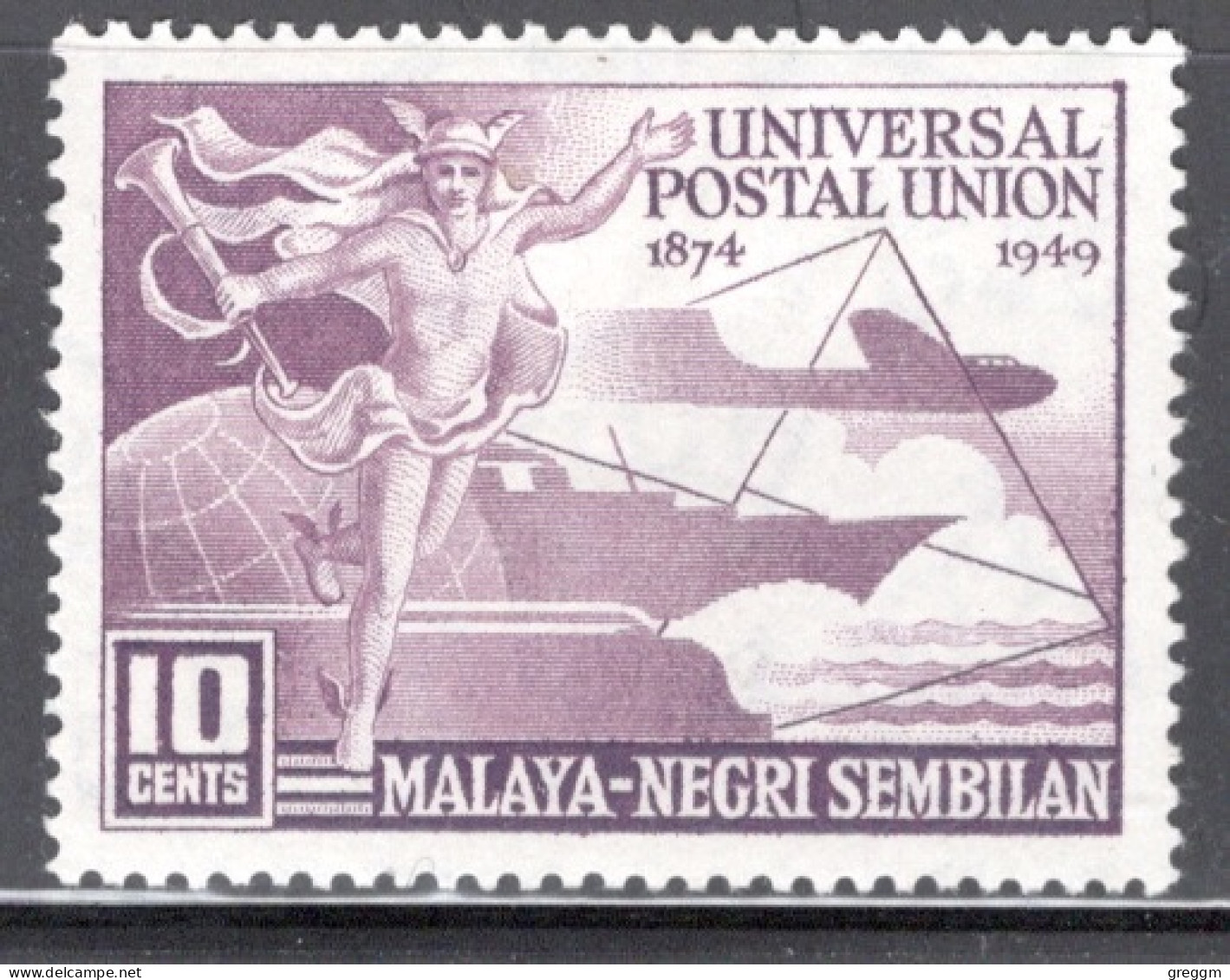 Malaya Negri Sembilan Single 10 Cents 1949 Stamp From The UPU Set In Mounted Mint Condition. - Negri Sembilan