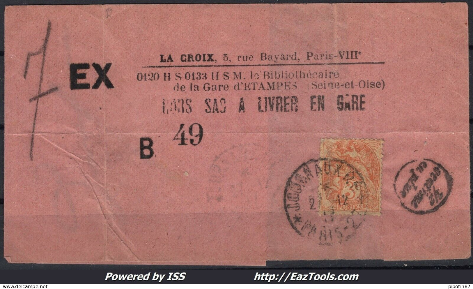 FRANCE N° 109 SUR BANDE JOURNAUX LA CROIX CAD DU 21/12/1917 + 1/2 CENTIMES - Storia Postale