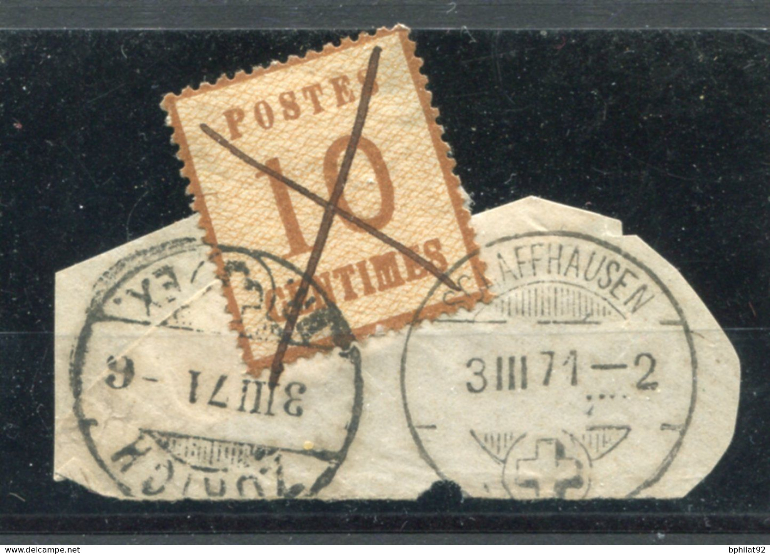 !!! ALSACE LORRAINE, N°5 OBLITERATION SUISSE SUR FRAGMENT - Used Stamps