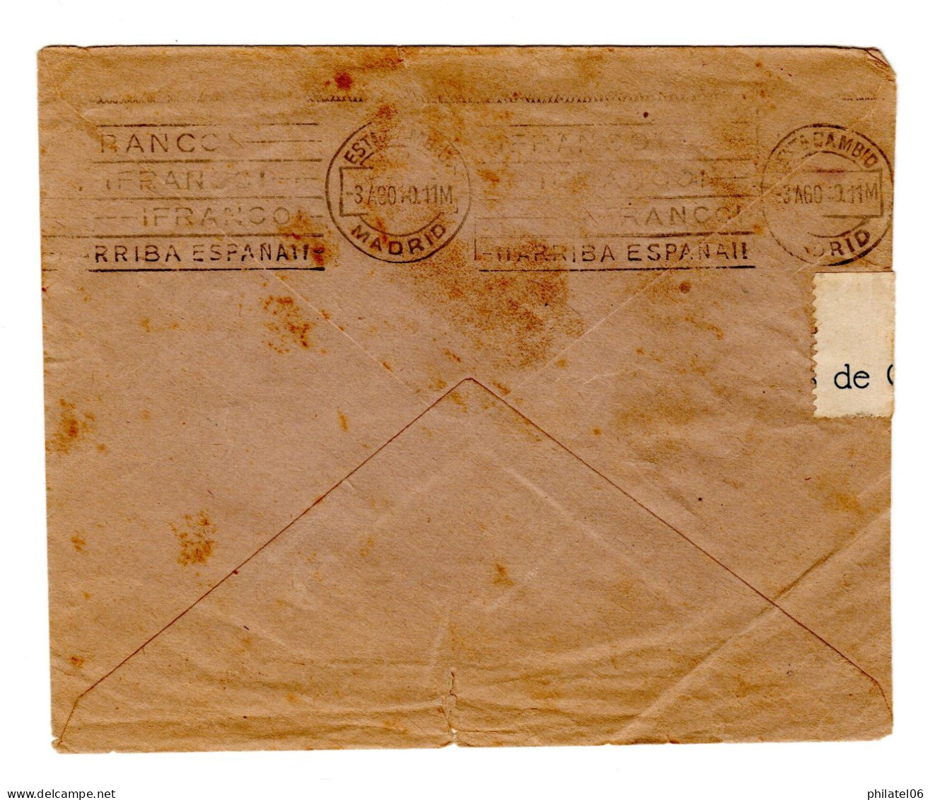 ESPAGNE  LETTRE CENSURE NATIONALISTE POUR LE MAROC  1940  CACHET D'ARRIVEE - Nationalists Censor Marks