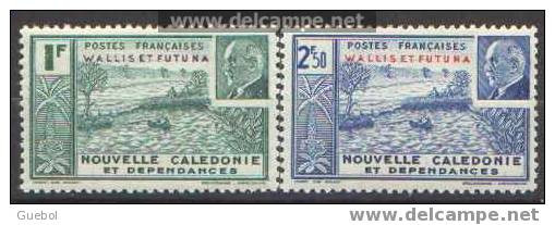 Colonie Fr. Maréchal Pétain Détail De La Série ** Wallis Et Futuna N° 90 Et 91 - 1941 Série Maréchal Pétain