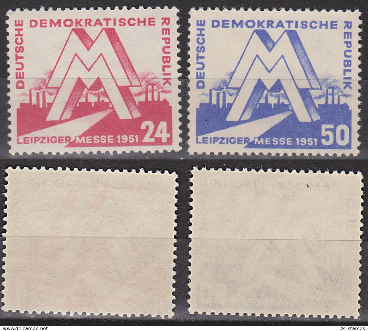 Messe Leipzig FM 1951 Ungestempelt,  DDR 282/3** Abb. MM-Zeichen Und Industieanlage Auf Briefstück SSt. - Ungebraucht