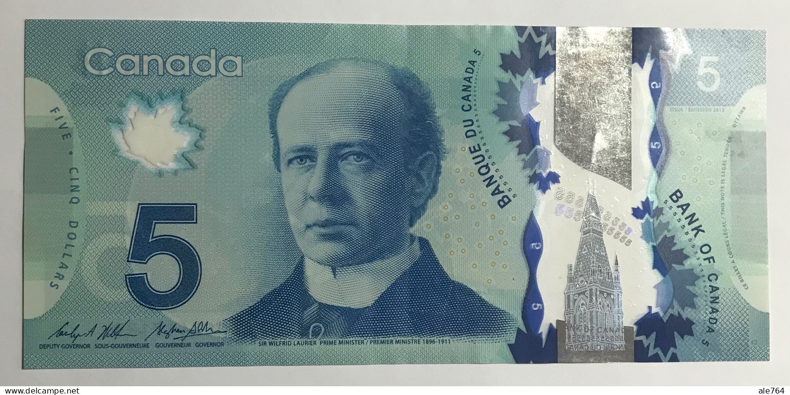 Canadá Banknote Polymer 5 Dollars, 2013, Ottawa, P 106, AU. - Kanada