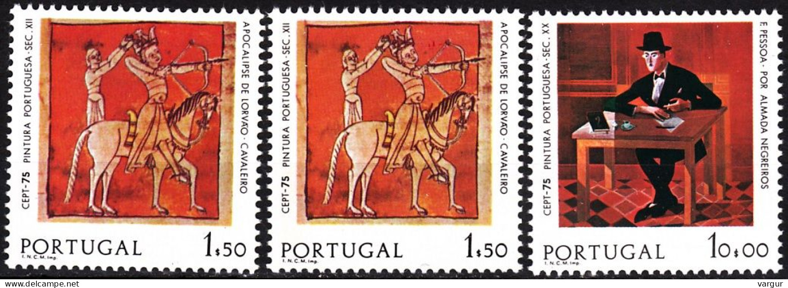 PORTUGAL 1975 EUROPA: Paintings. Complete With Phosphor Variety, MNH *RARE* - 1975